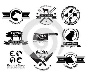 Butcher shop logo and label. Vector