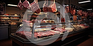 Butcher shop window. The freshest meat