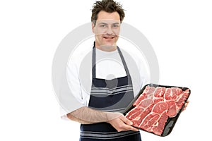 Butcher showcasing steak