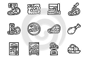 Butcher store line vector doodle simple icon set