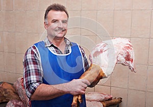 Butcher at work