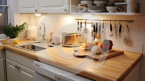 butcherblock counter top kitchen