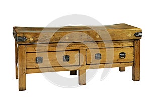 Butchers block wooden old table photo