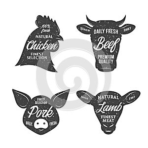 Butchery logo templates. Farm animal icons photo