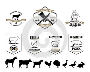 Butchery Logos, Labels, Farm Animals and Design Elements
