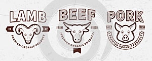 Butchery Logos, Labels, Farm Animals Icons and Design Elements photo