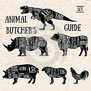 Butchery shop animal set. photo