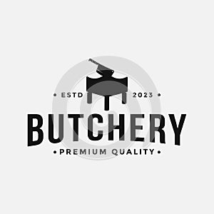 Butchery Shop Logo Design with old fasioned.