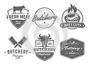 Butchery vector badges.