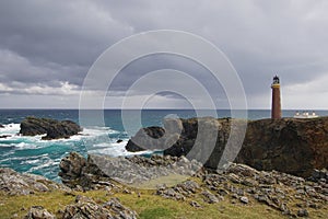 The `Butt of Lewis` lighthouse in the north of the Scottish island Lewis and Harris