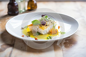 butter basted cod fillet with lemon curd