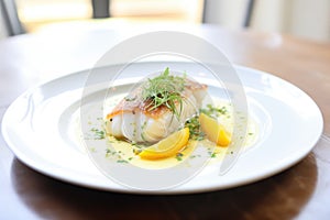 butter basted cod fillet with lemon curd