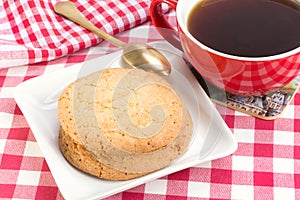 Butter biscuits and a cup of black coffee