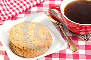 Butter biscuits and a cup of black coffee