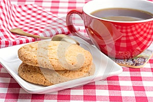 Butter biscuits and a cup of black coffee