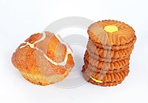 Butter Cake and biscuits Top View