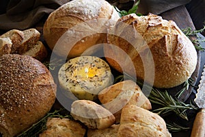 Butter candle with herbs and artisianal breads