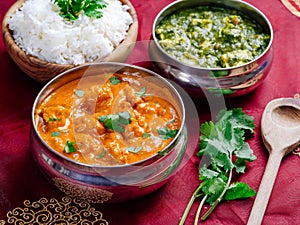 Butter chicken and Saag Paneer