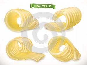 Butter. Curl. 3d realistic vector icon