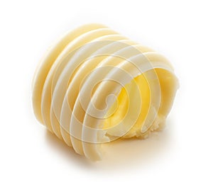 Butter curl on white background