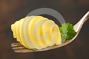 Butter curls on fork