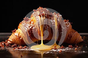 butter drippings on freshly baked croissant