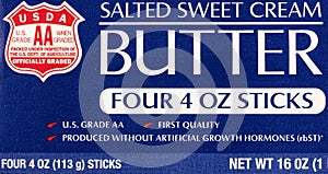 Butter ingredients label salted sweet cream usda food dairy