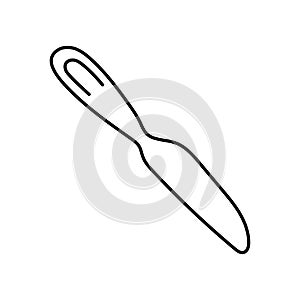 Butter knife. Kitchenware sketch. Doodle line vector kitchen utensil and tool. Cutlery
