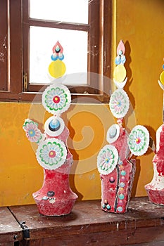 Butter lamps at the Phodong Monastery, Gangtok, Sikkim, India