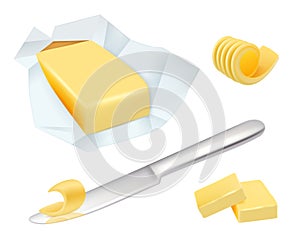 Butter. Margarine breakfast milk butter for cooking food vector realistic pictures collection