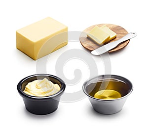 Butter, margarine and oil isolated