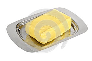Butter on silver butter dish