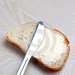 Butter on a slice of bread