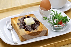 butter and sweet adzuki beans on toast, Nagoya specialty breakfast, Japanese food