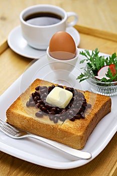 butter and sweet adzuki beans on toast, Nagoya specialty breakfast, Japanese food