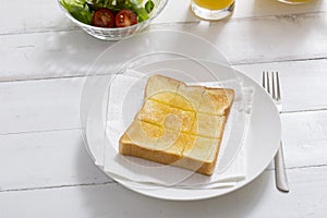 Butter toast, breakfast at home