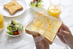 Butter toast, breakfast at home