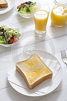 Butter toast, breakfast at home