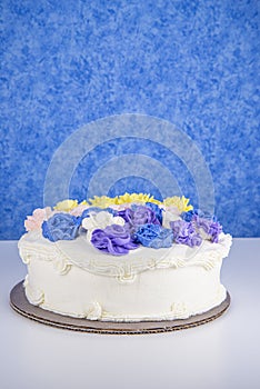 Buttercream decorated homebaked layered cake