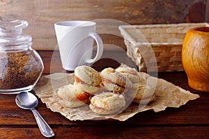 Buttered cookies joined by a guava jelly, traditional in Brazil where they are known as goiabinha