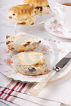 Buttered Fruit Scones and Tea