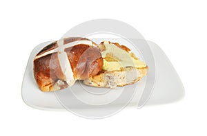 Buttered hot cross bun
