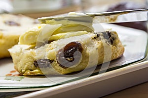 Buttered Scone with Knife