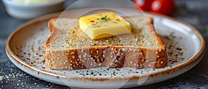 Buttered Sesame Toast on Plate: Simple Delight. Concept Food Photography, Breakfast Treats,