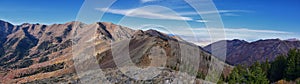 Butterfield Peak views of Oquirrh range toward Provo, Tooele, Utah Lake and Salt Lake County by Rio Tinto Bingham Copper Mine, in photo