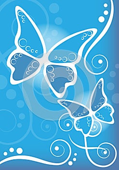 Butterflies blue background