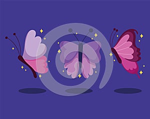 butterflies cartoon icons