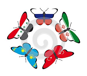 Butterflies with flags of countries