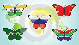 Butterflies with flags of countries