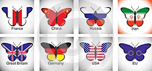 Butterflies with flags of countries